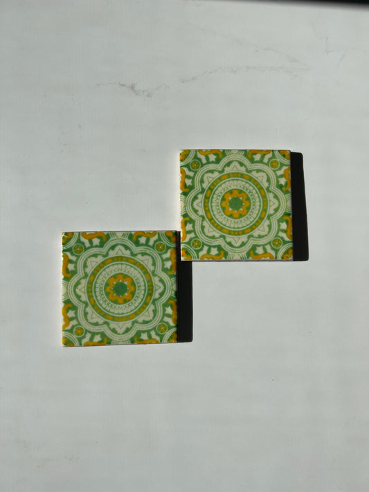 Vintage Azulejo Coasters: Universal Green - 2 Count