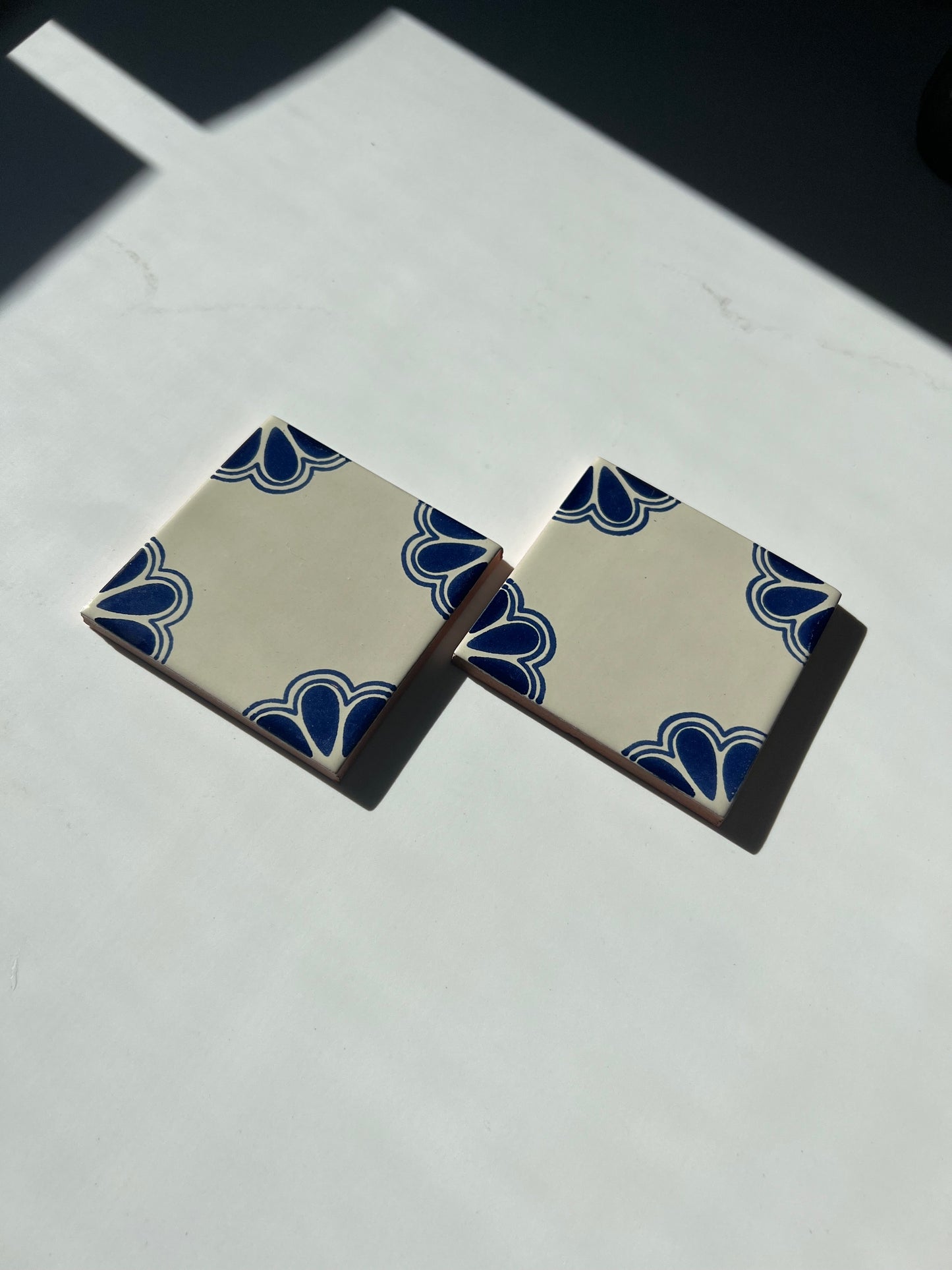 Vintage Azulejo Coasters: Navy Corner Stone - 2 Count