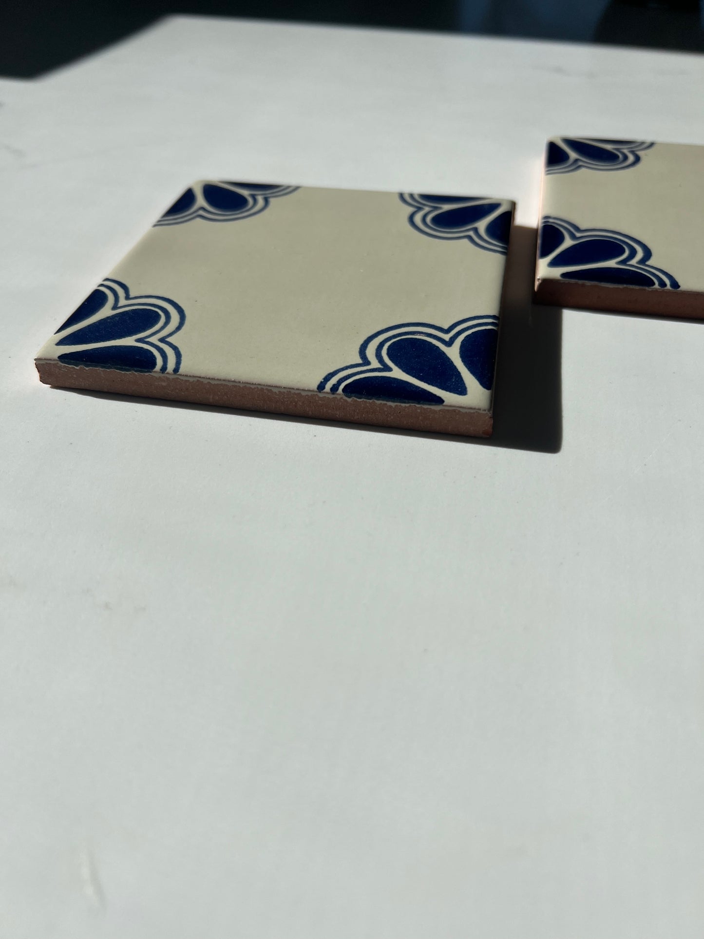 Vintage Azulejo Coasters: Navy Corner Stone - 2 Count