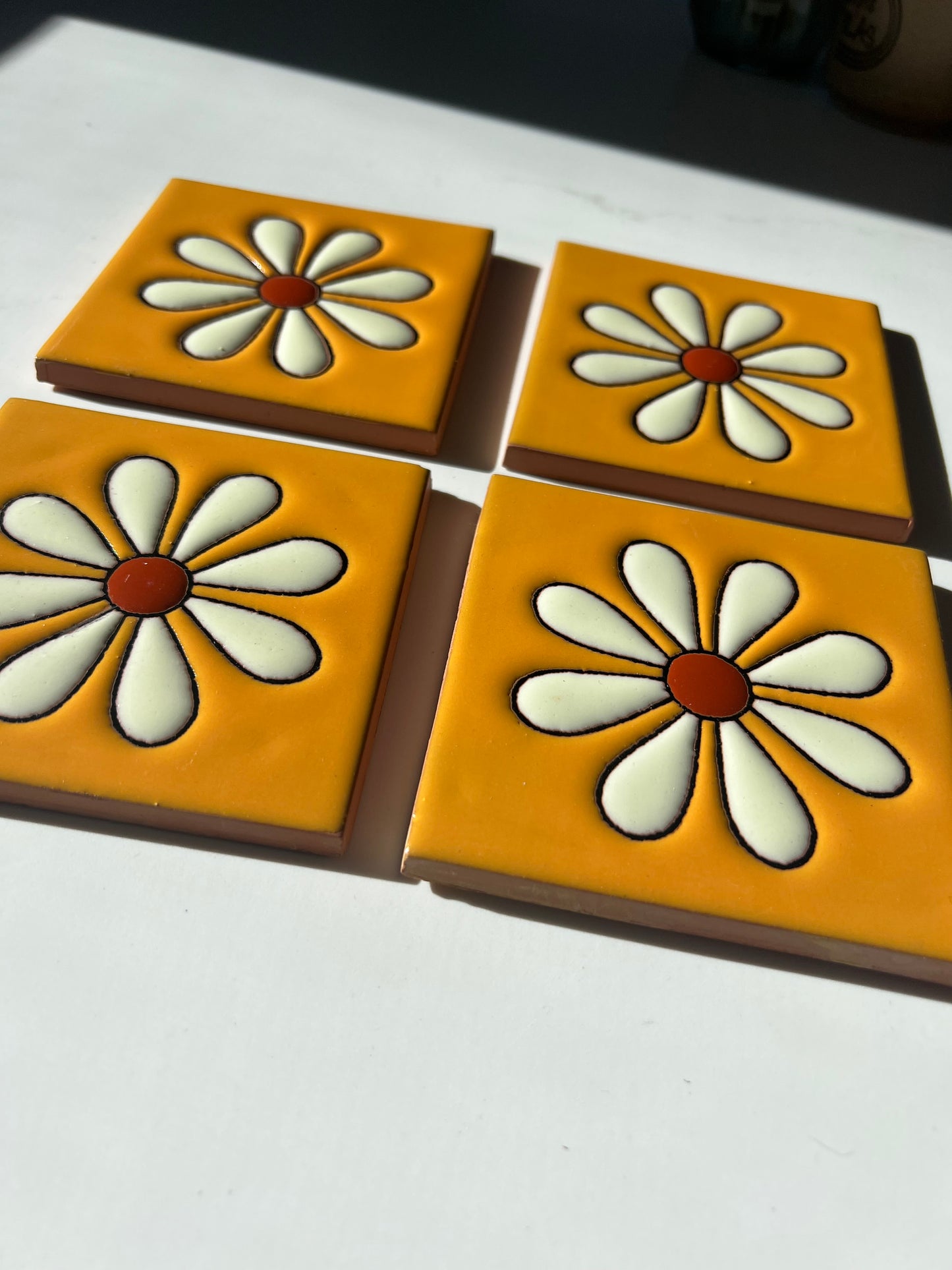 Vintage Azulejo Coasters: Sweet Daisy - 4 count